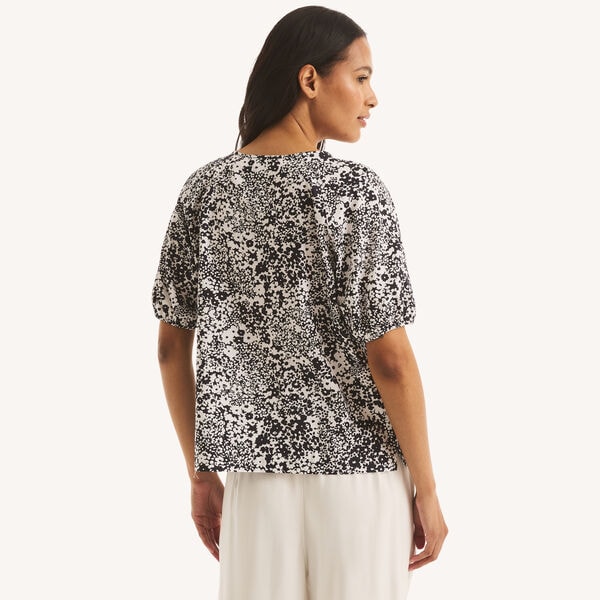 Printed Side-Bow Blouse