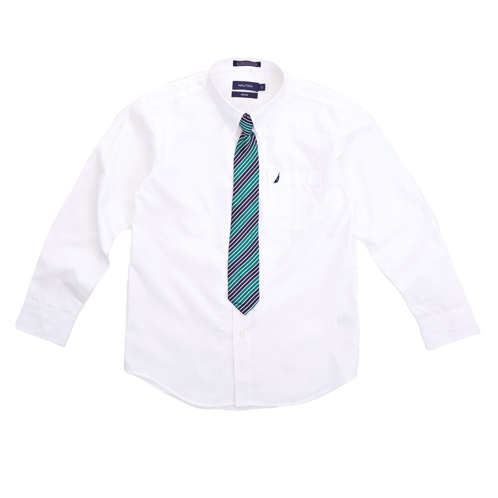 Boys' Dress Shirt & Tie (8-16),Antique White Wash,large