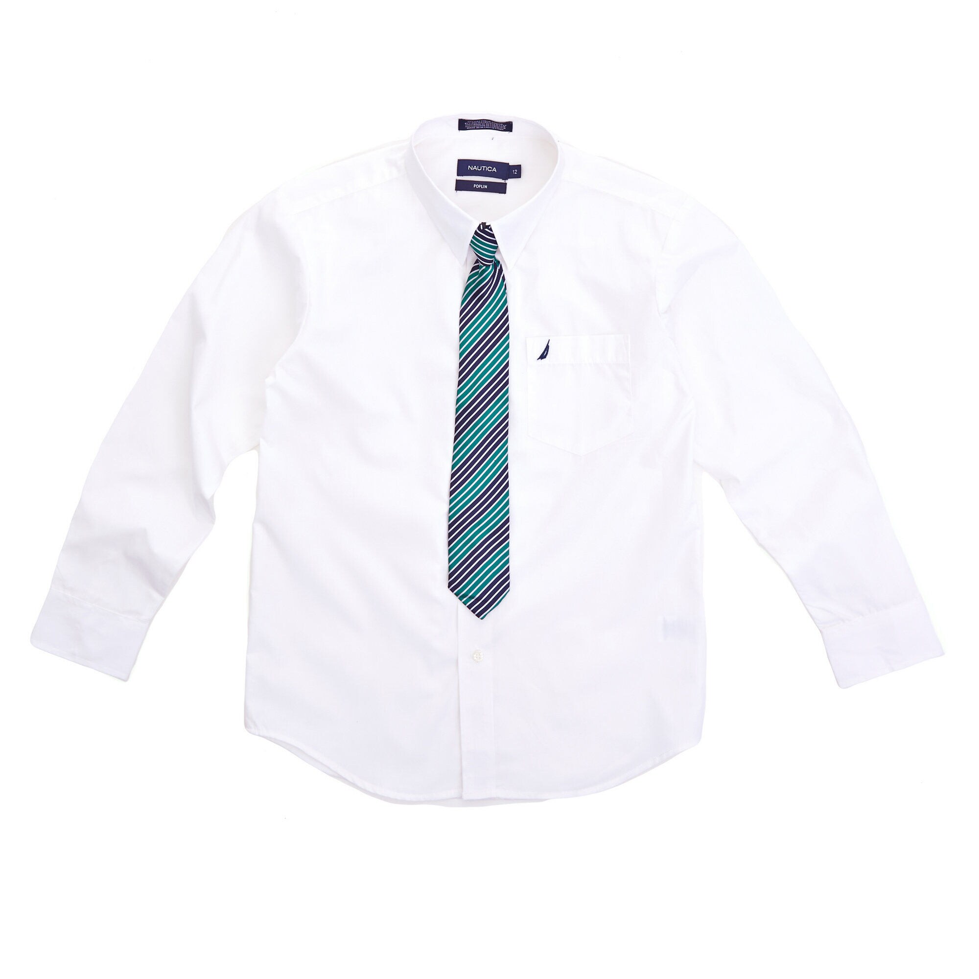 Boys' Dress Shirt & Tie (8-16),Antique White Wash,large