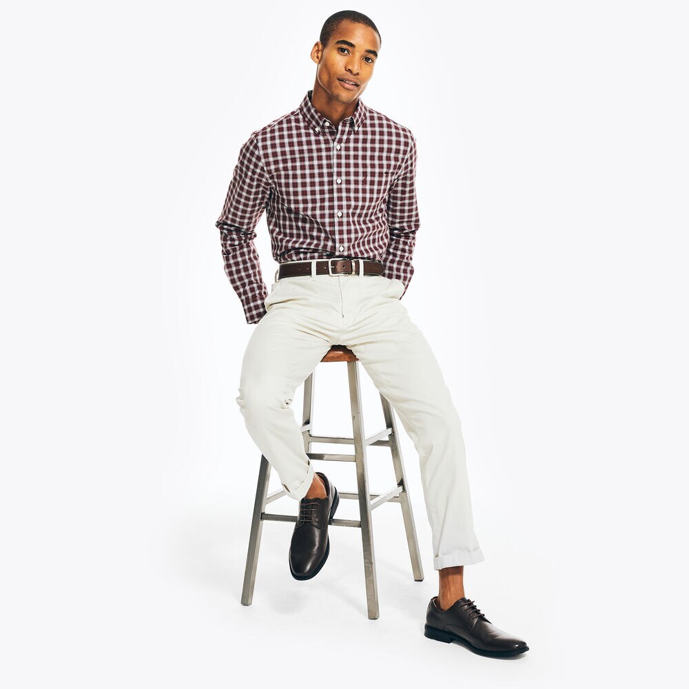 WRINKLE-RESISTANT PLAID WEAR TO WORK SHIRT,Rio Red,large