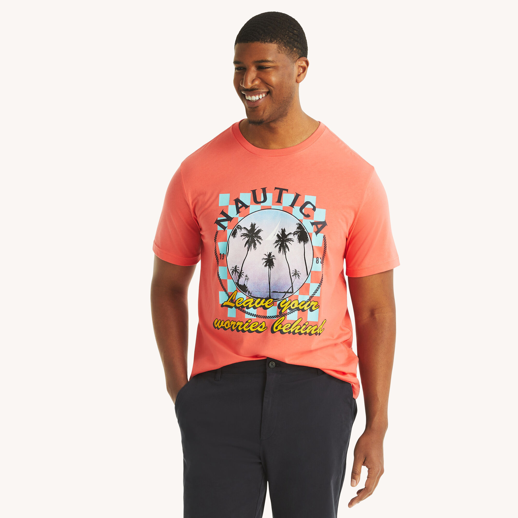 Big & Tall Leave Your Worries Behind Graphic T-Shirt,Coral Cruise,large
