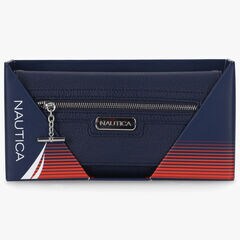 PEBBLED LOGO MONEY MANAGER WALLET WITH BOX,Navy,large