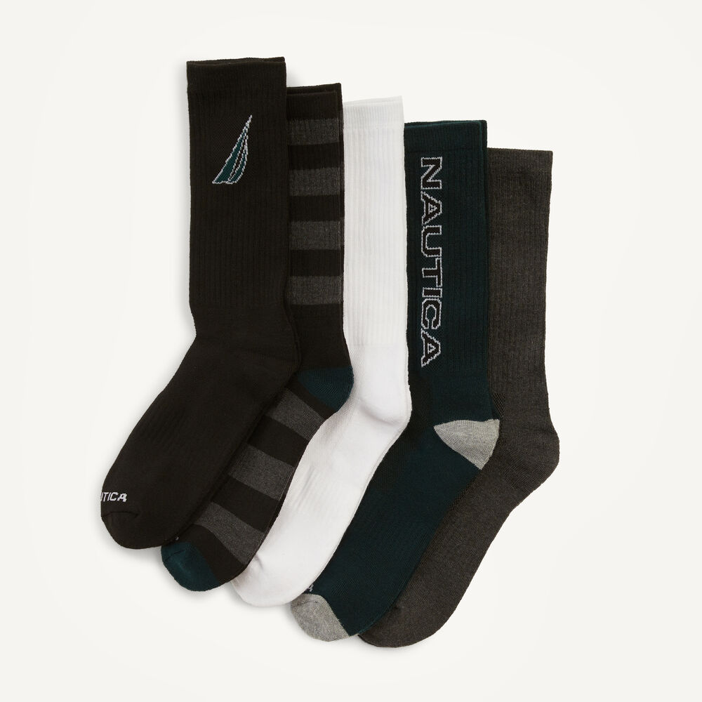 Athletic Crew Socks, 5-Pack,Multi,large