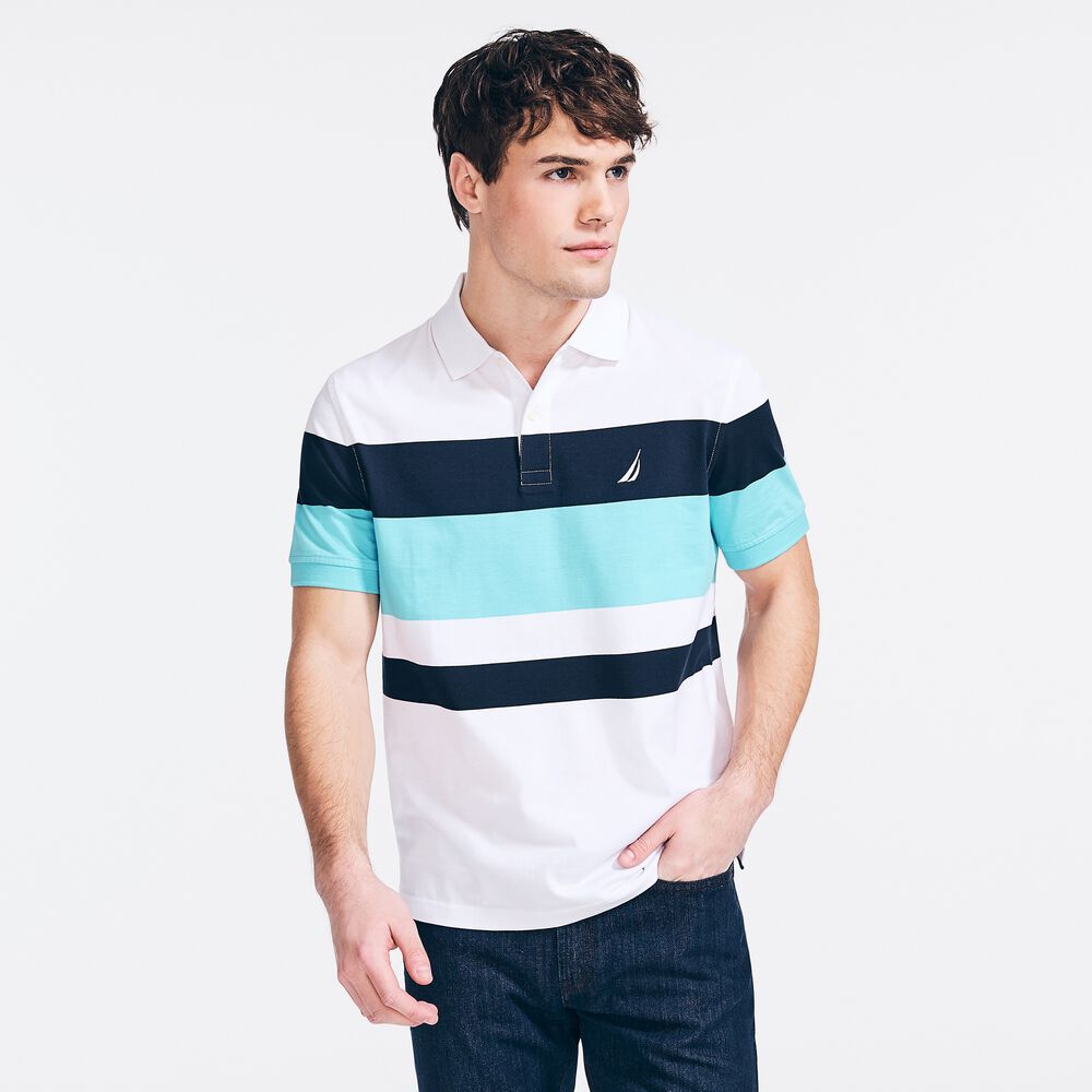 CLASSIC FIT STRIPED POLO,Bright White,large