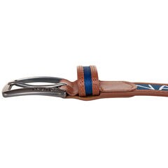 Logo Ribbon Leather Belt,Workshirt Blue,large
