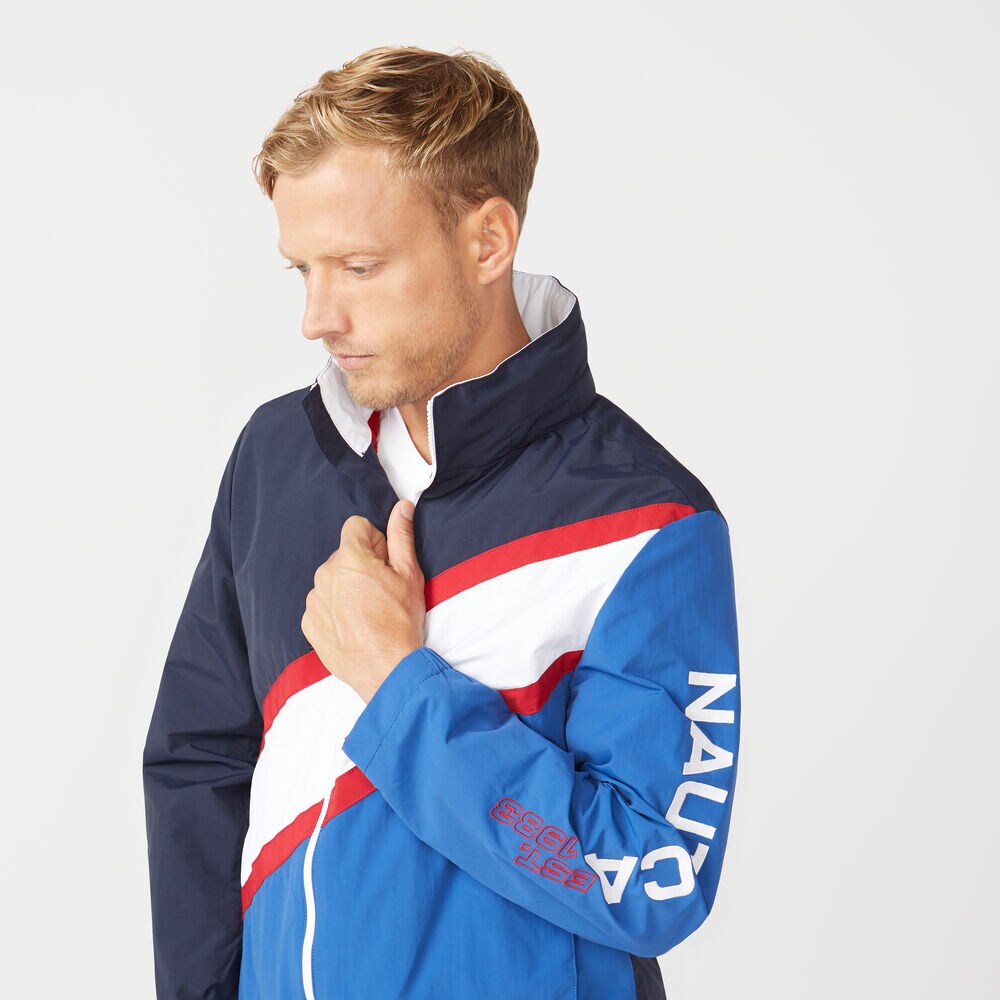 LIGHTWEIGHT COLORBLOCK JACKET,Windsurf Blue,large