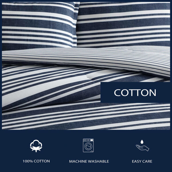 Coastline Stripe Blue Full/Queen Duvet Cover Set