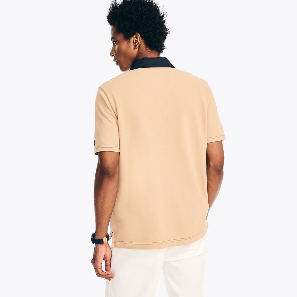 Classic Fit Colorblock Polo,Woodrift Flax,large