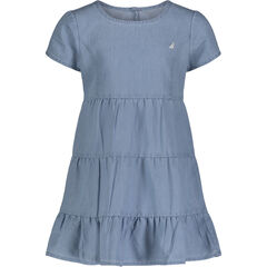 GIRLS' TIERED CHAMBRAY DRESS (8-16),Nite Sea Heather,large
