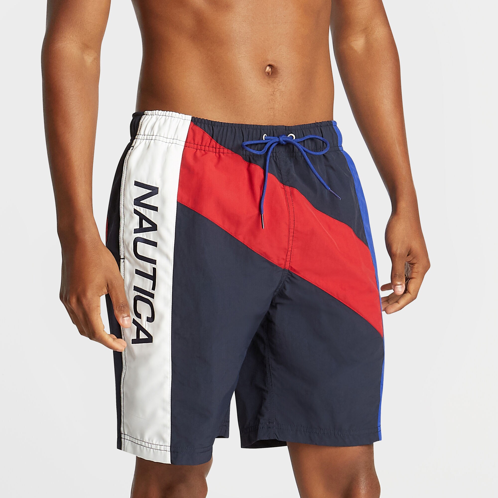 8" DIAGONAL PIECED QUICK-DRY SWIM,Navy,large