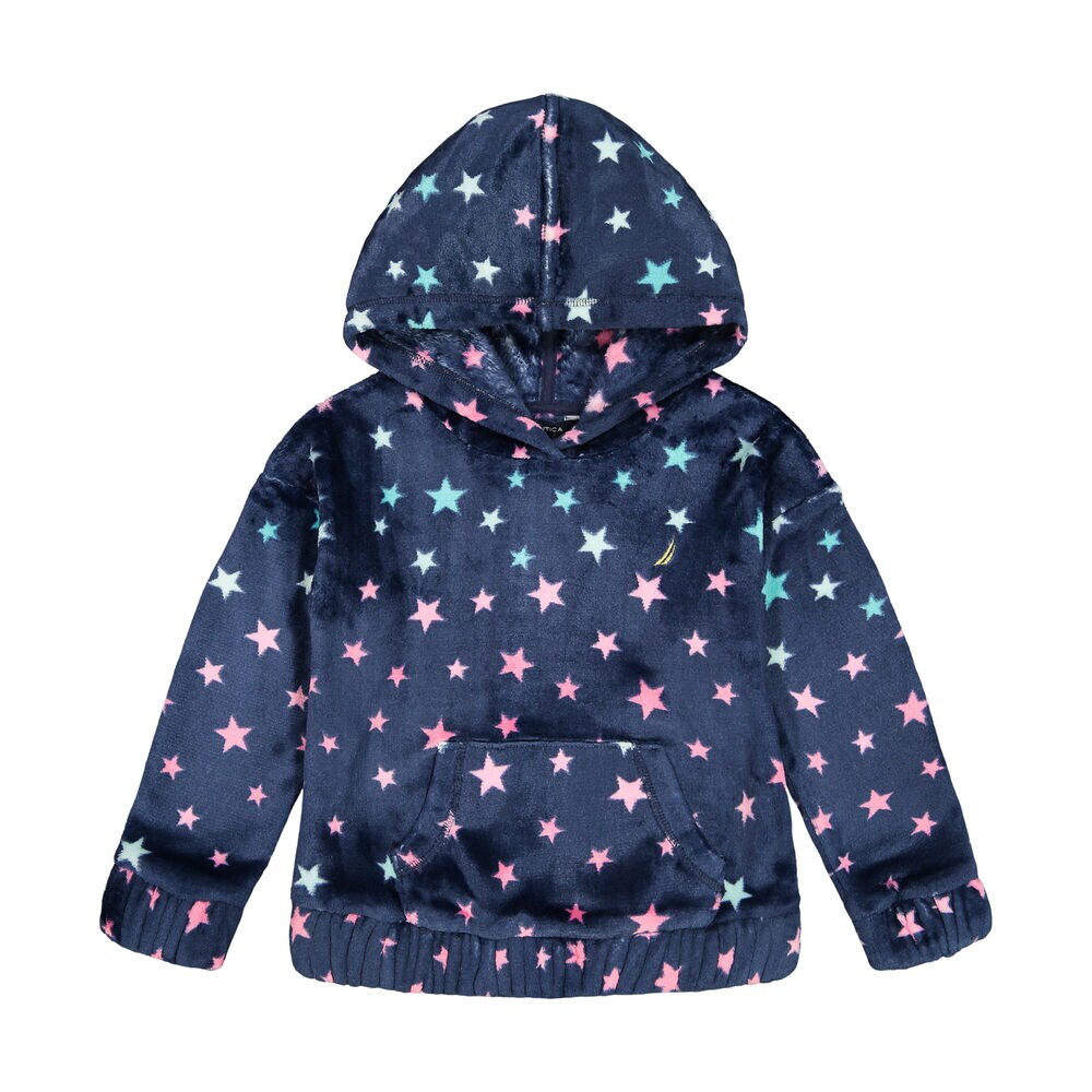 LITTLE GIRLS' COZY STAR PULLOVER HOODIE (4-6x),Navy,large