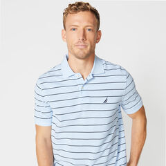 Classic Fit Mesh Polo in Breton Stripe,Sea Mist,large