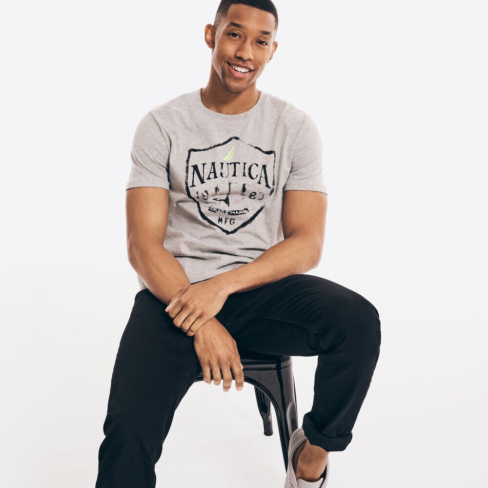 LOGO SHIELD GRAPHIC T-SHIRT,Grey Heather,large