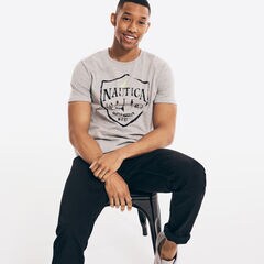 LOGO SHIELD GRAPHIC T-SHIRT,Grey Heather,large