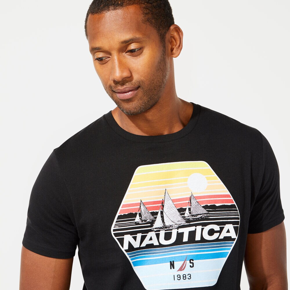 HEXAGON SAILING GRAPHIC T-SHIRT,True Black,large