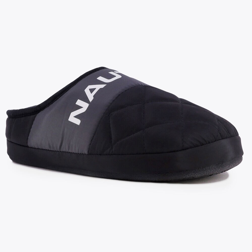 NYLON FLEECE-LINED SLIPPER,Black,large
