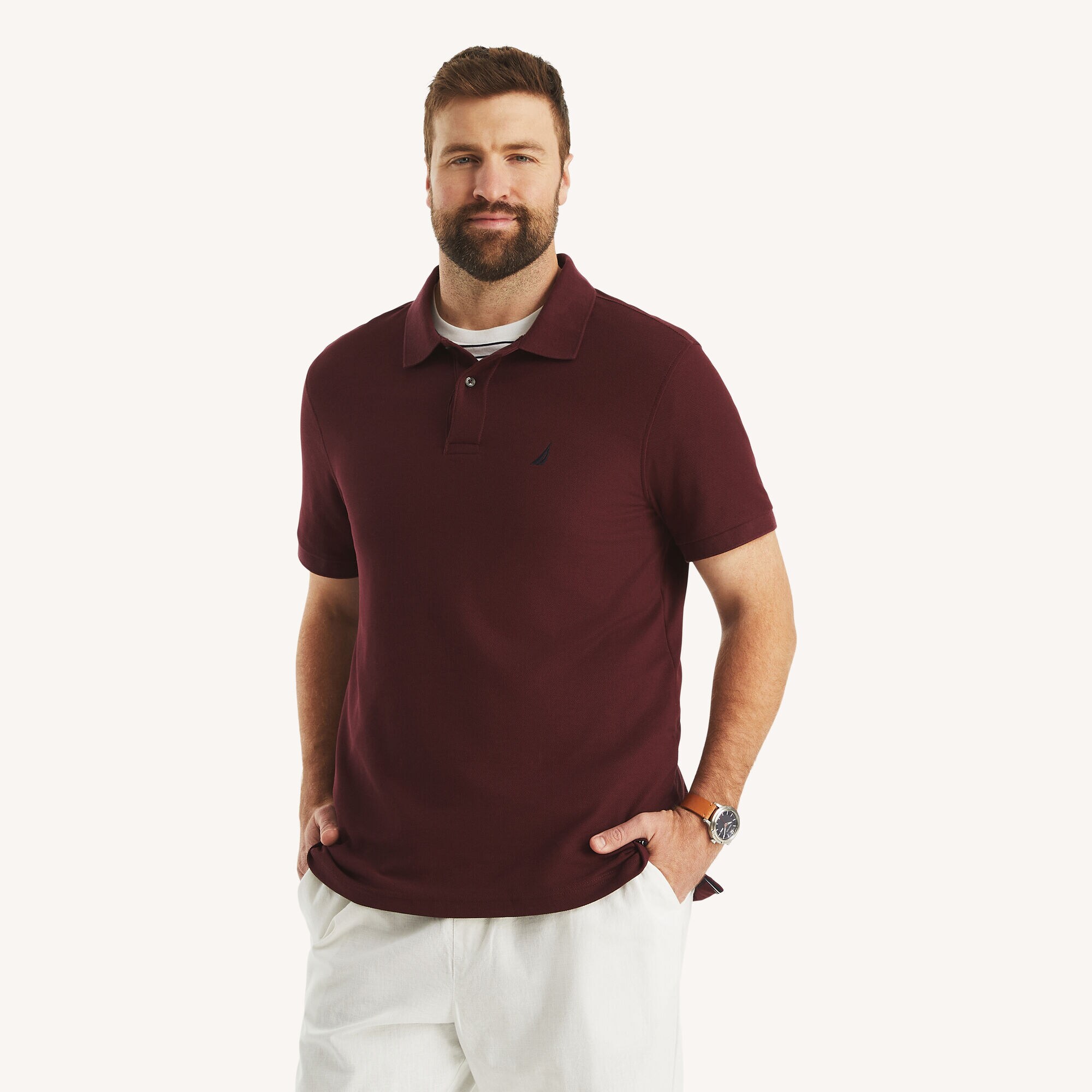 Big & Tall Classic Fit Performance Deck Polo,Parfait Pink,large