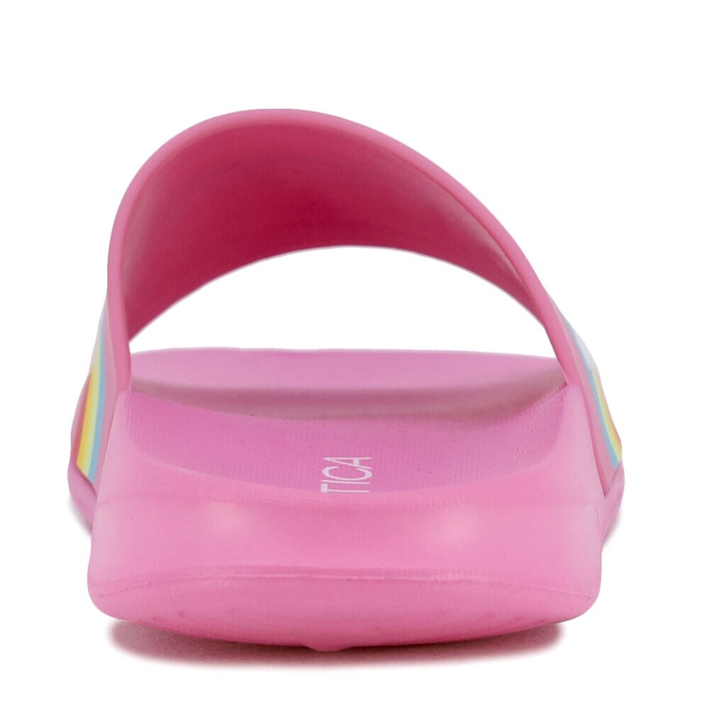 GIRLS' RAINBOW SLIDE SANDAL,Firey Red,large