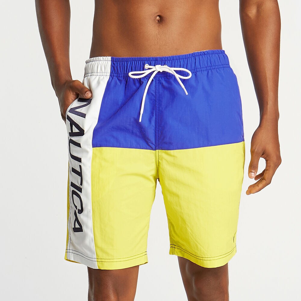 8" COLORBLOCK SWIM TRUNK,Blazing Yellow,large