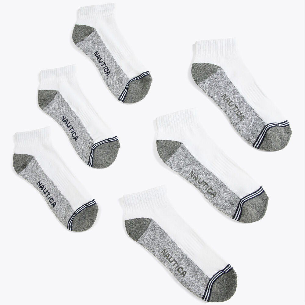 ATHLETIC LOGO QUARTER SOCKS, 6-PACK,Dove,large