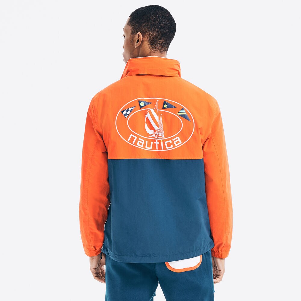 COLORBLOCK GRAPHIC SPINNAKER JACKET,Lure Red,large