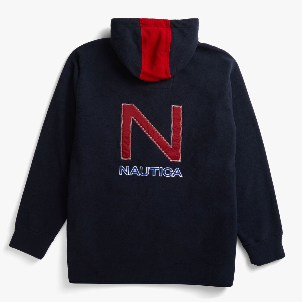 Big & Tall Colorblock Nautex Full-Zip Hoodie,Navy,large