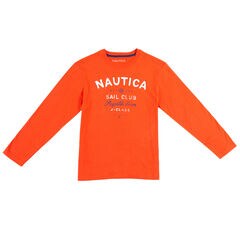 Boys' Nautica Sailing Club Graphic Long Sleeve Tee (8-16),Rustic Sunset Heather,large