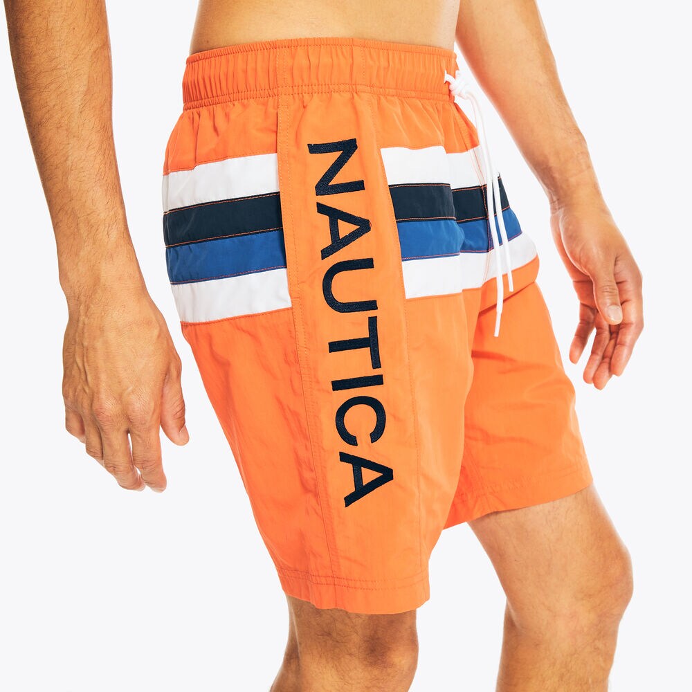8" STRIPED QUICK-DRY SWIM,Tropic Orange,large