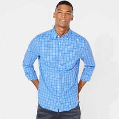 SLIM FIT WRINKLE-RESISTANT MINI TATTERSALL SHIRT,Rolling River Wash,large
