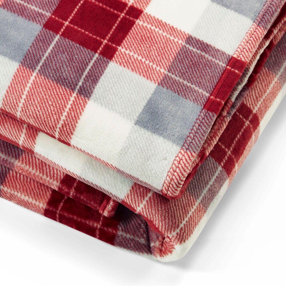 Bluff Plaid King Blanket,Heather,large