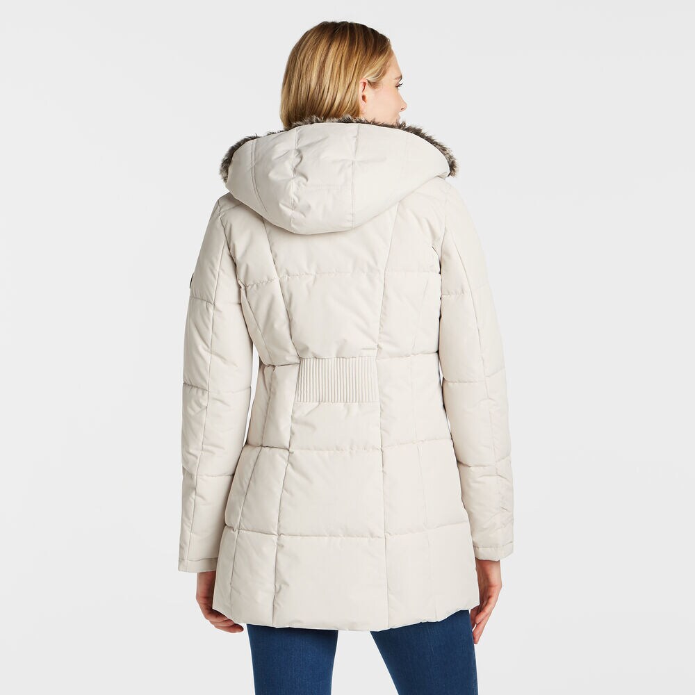 WOMEN'S QUILTED PUFFER COAT,Haze Grey Heather,large