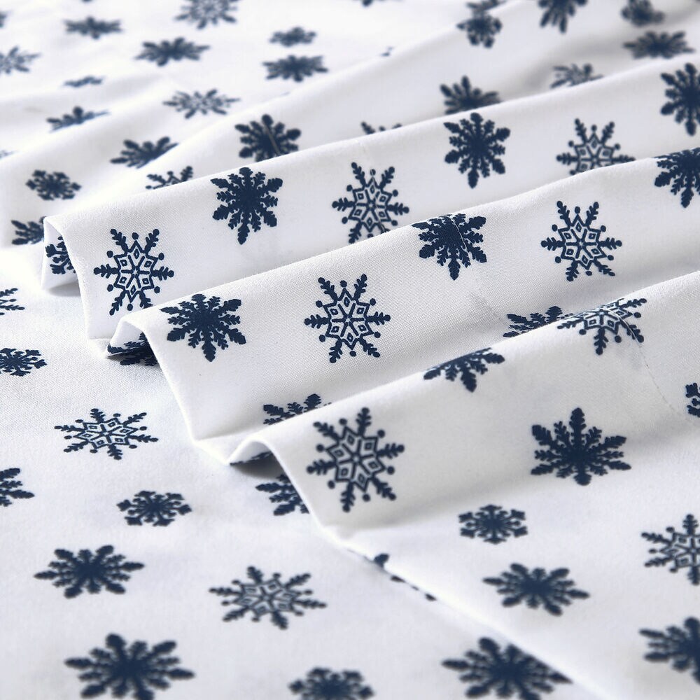 Snowflake Toss Print Full Flannel Sheet Set,Bali Bliss,large