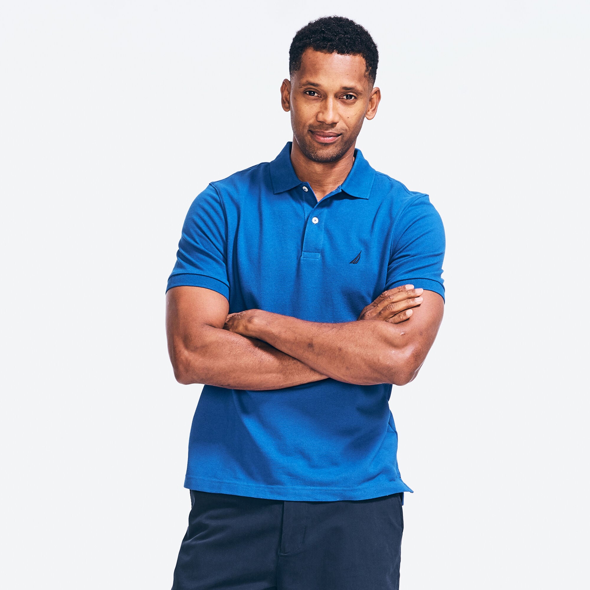 Classic Fit Deck Polo,Bright Cobalt,large