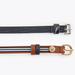 Skinny Leather Belt, 2-Pack,Charcoal Blue Heather,large