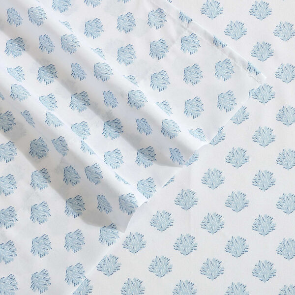 Coastal Coral Blue Full Sheet Set
