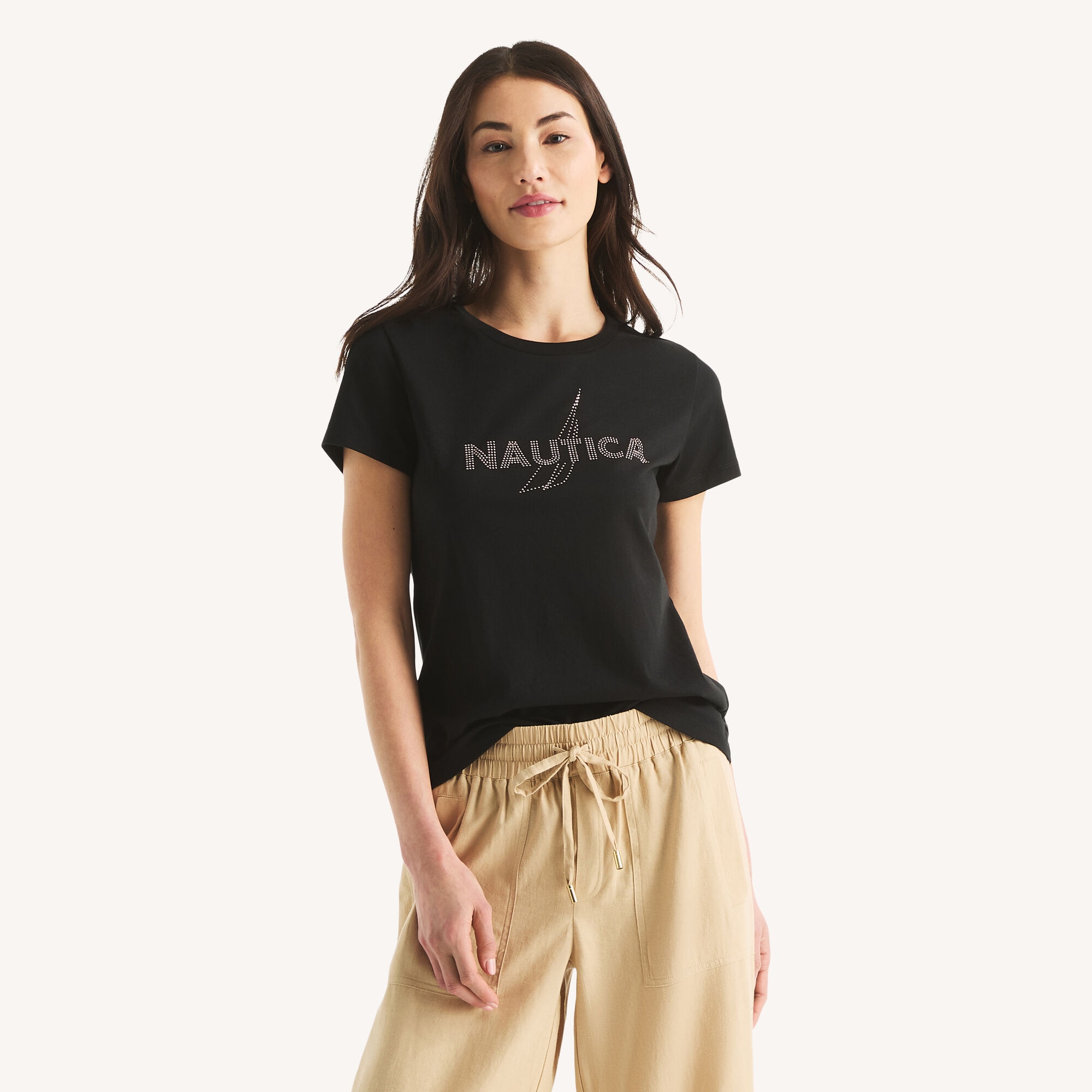 Studded Logo Graphic T-Shirt,True Black,large