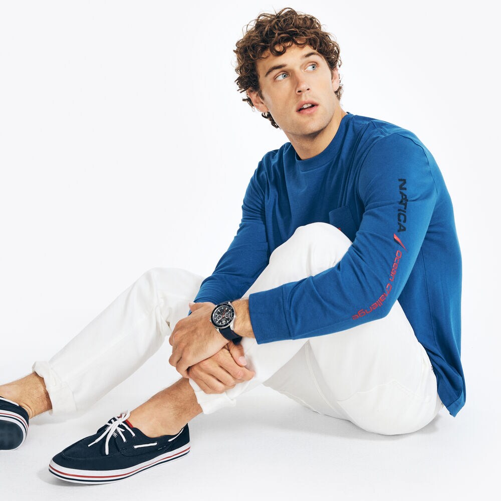 BIG & TALL GRAPHIC LONG-SLEEVE T-SHIRT,Bright Cobalt,large