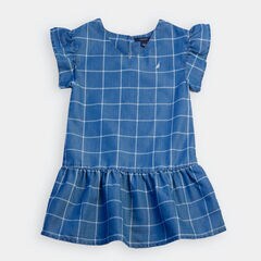 LITTLE GIRLS' WINDOWPANE CHAMBRAY DRESS (4-7),Light Tide Water Wash,large
