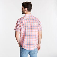 Short Sleeve Classic Fit Shirt in Plaid,Coral Dream,large
