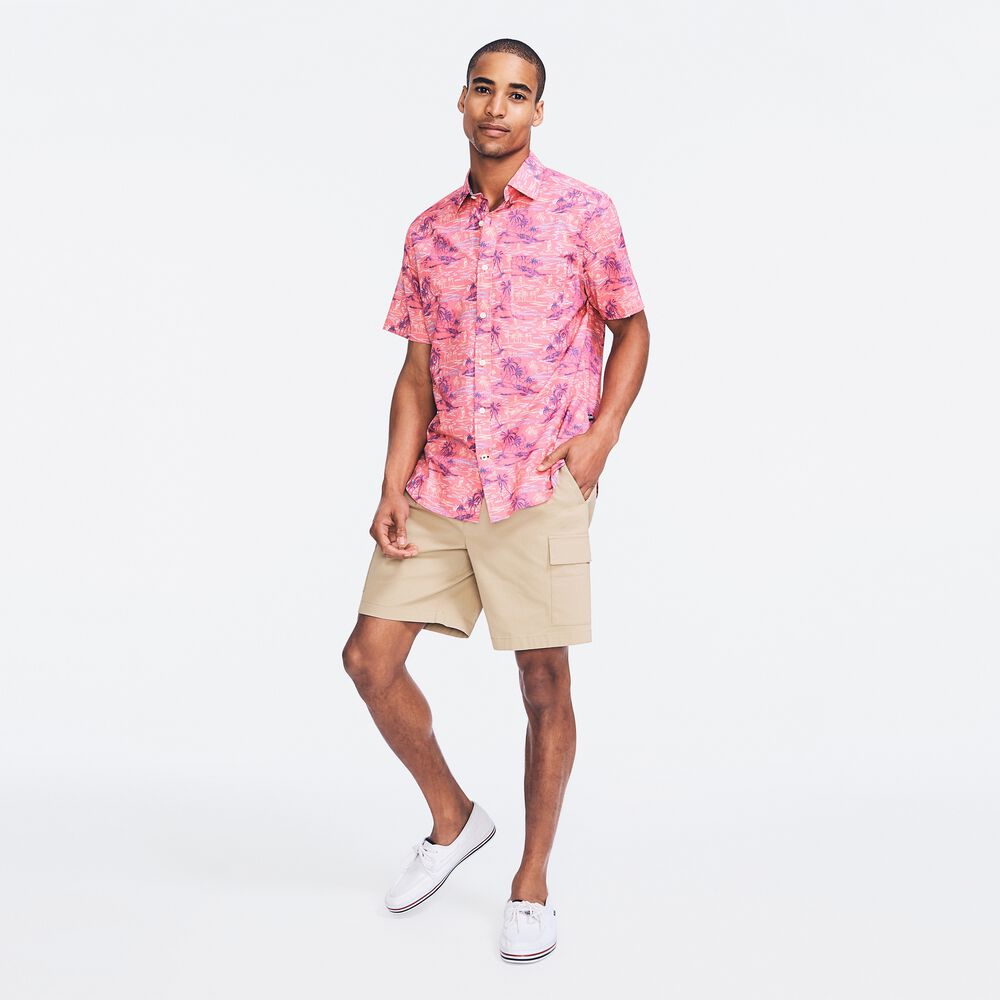 ISLAND PRINT SHORT-SLEEVE SHIRT,Riggin Red,large