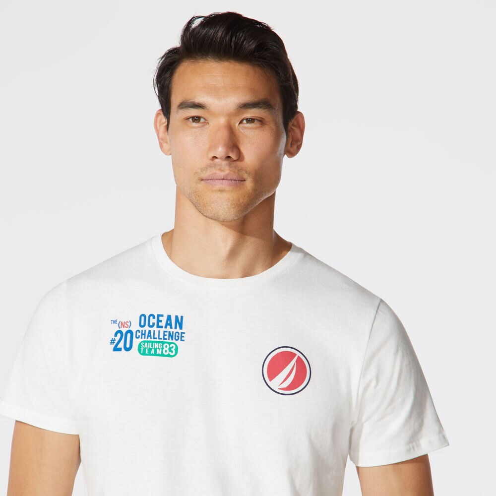 PREMIUM COTTON NAUTICA OCEAN CHALLENGE GRAPHIC TEE,Sail White,large