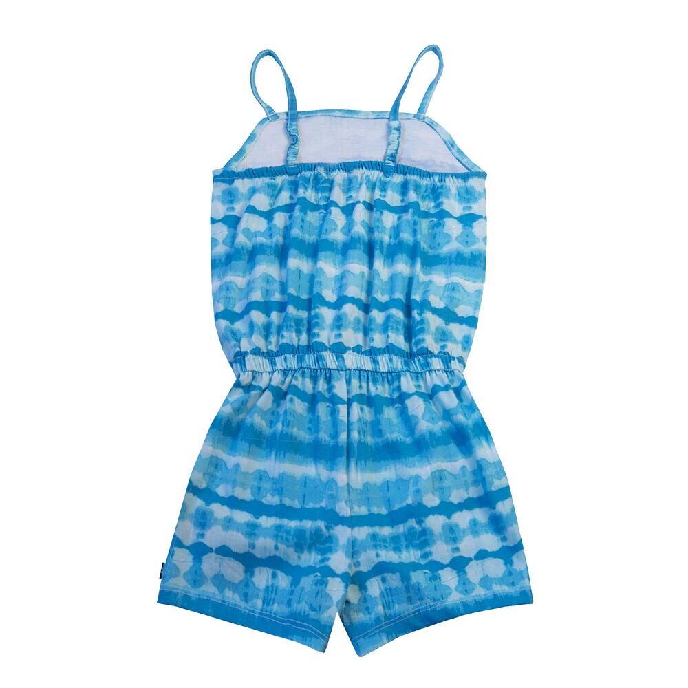 LITTLE GIRLS' TIE-DYE KNIT ROMPER (4-7),Castaway Aqua,large