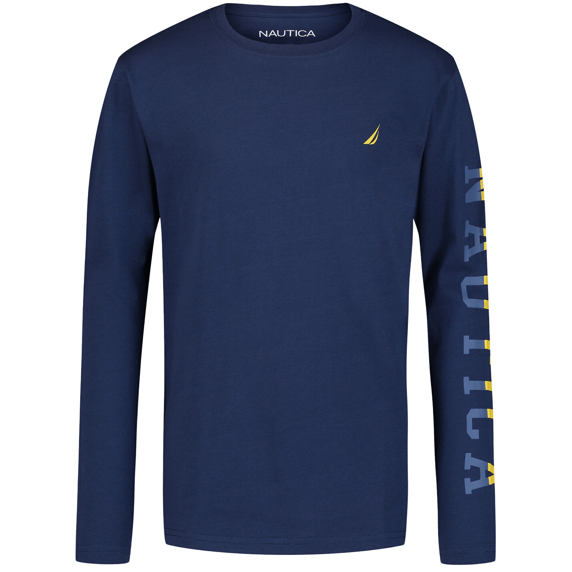 Little Boys' Split Logo Long Sleeve T-Shirt (2T-7),Estate Blue,large