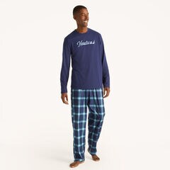 Men's Family Plaid Pajama Set,Admiral Blue,large