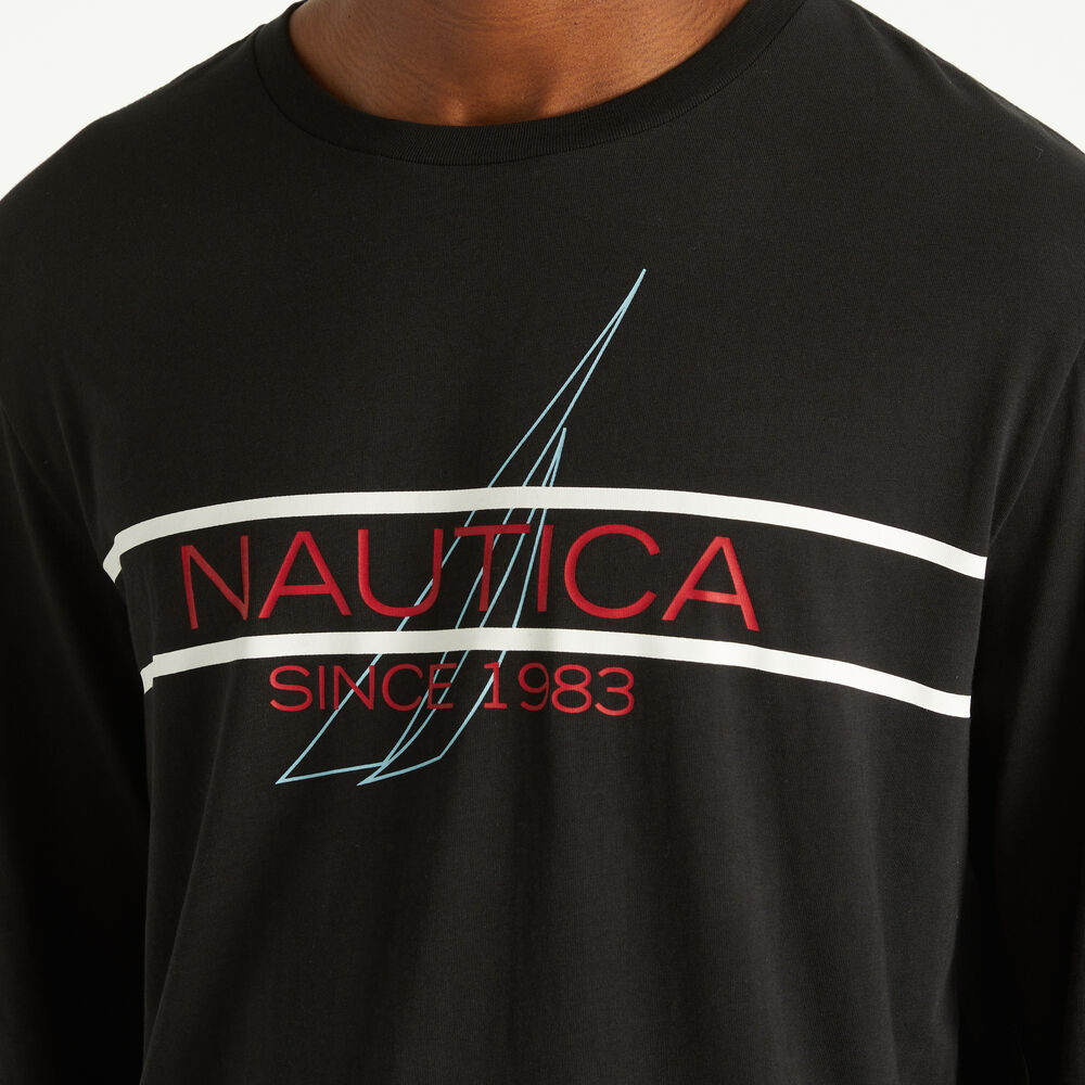 GRAPHIC LONG-SLEEVE SLEEP T-SHIRT,True Black,large
