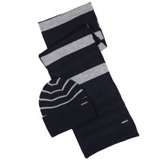 STRIPED THERMAL HAT AND SCARF SET,Bolt Blue,large