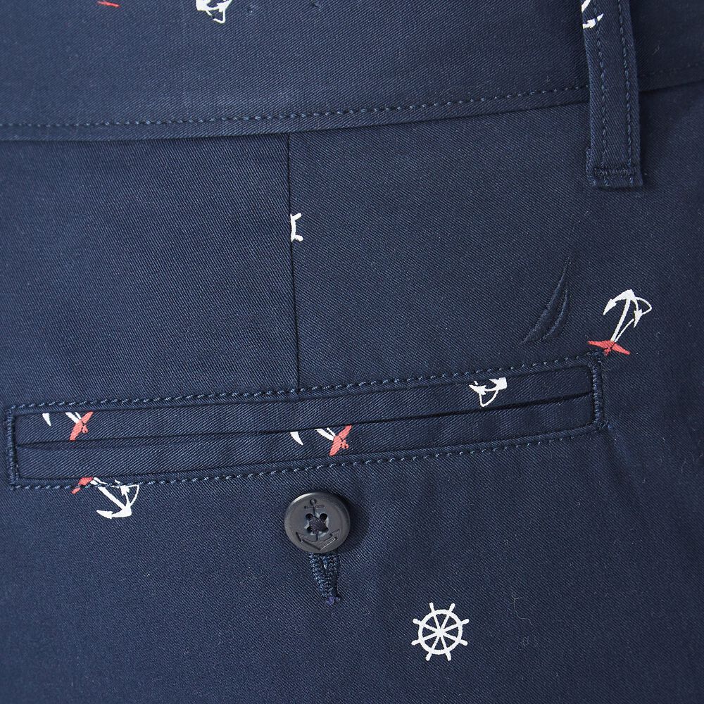 10" BIG & TALL ANCHOR AND SHIP WHEEL PRINT SHORT,True Navy,large