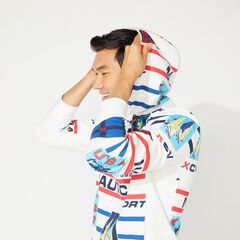 CLASSIC FIT PRINTED PULLOVER HOODIE,Sail White,large