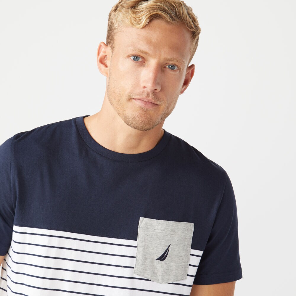 CLASSIC FIT COLORBLOCK T-SHIRT,Navy,large