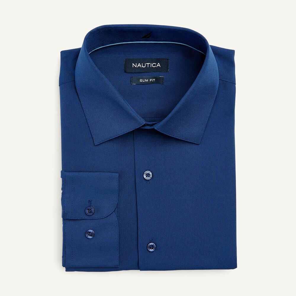 Slim Fit Wrinkle-Resistant Dress Shirt,Bolt Blue,large